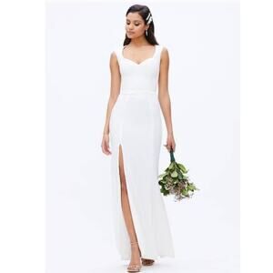 New Dress The Population Monroe Side Slit Gown $248 MEDIUM Off-White